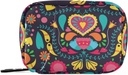 Travel Pill Organizer Weekly Small Cute Pill Box 7 Day Pill Case Vitamin Holder Pill Bottle Organizer (Black Floral Heart)