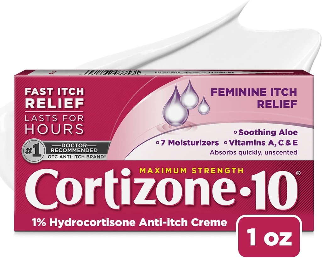 Κορτιζόνη 10 Μέγιστη δύναμη Feminine Itch Cream, 1% Hydrocortisone, 1 oz.