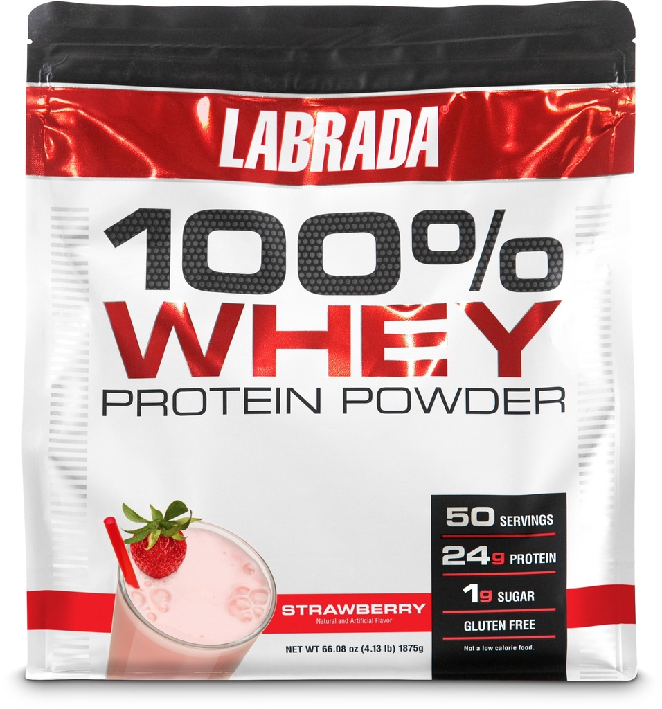 Διατροφή Labrada 100% Whey Protein Powder, Φράουλα, 4.13 lb
