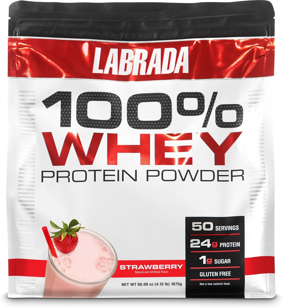 Διατροφή Labrada 100% Whey Protein Powder, Φράουλα, 4.13 lb