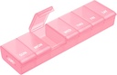 AUVON Pink XL Weekly Pill Organizer με Απροσάρμοστο Opening Design, Arthritis Friendly Pill Box, BPA-Free Pill Organizer 7 Day, Χαριτωμένη & Φορητή θήκη χάπια για βιταμίνες, συμπληρώματα και φάρμακα