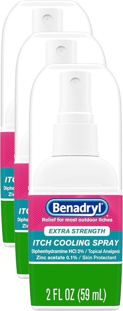 Benadryl Extra Strength Anti-Itch Spray, Ψύξη Topic Αναλγητικό, Travel Size, 2 fl. oz (πακέτο των 3)
