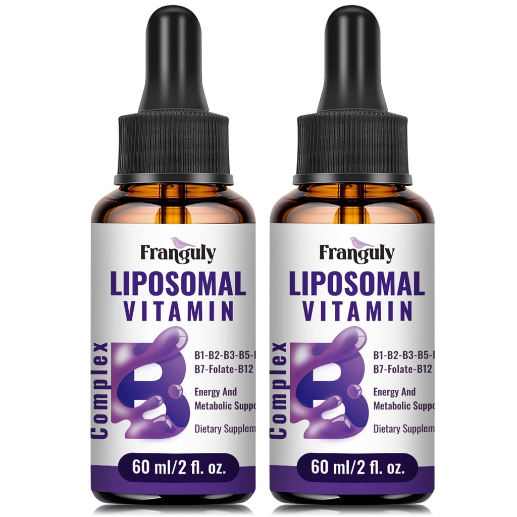 Liposomal Vitamin B Complex Liquid Sublingual B Complex Vitamins Συμπλήρωμα για γυναίκες άνδρες Βελτιωμένη απορρόφηση Μεθυλοποιημένη B12, B1, B2, B3, B5, B6,Folate,Biotin για την ενέργεια και ανοσοποιητική υποστήριξη-4.0 oz
