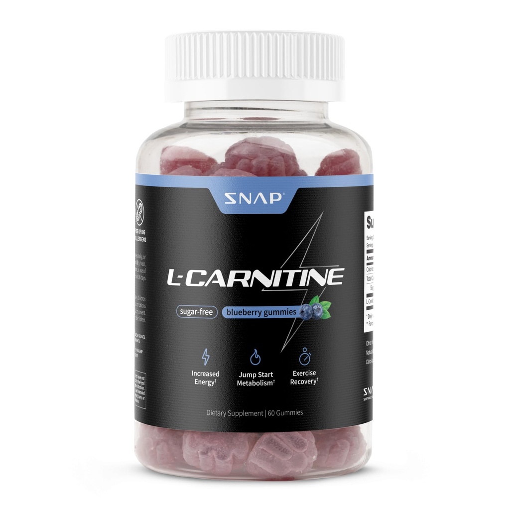 Χωρίς ζάχαρη L Carnitine 500mg Gummy - Φυσικό συμπλήρωμα προ προπόνησης L-καρνιτίνη - Αυξημένη ενέργεια, ταχύτερη ανάκτηση, ενίσχυση του μεταβολισμού, προ προπόνηση για γυναίκες & άνδρες, άρωμα βατόμουρο (60 Gummies)