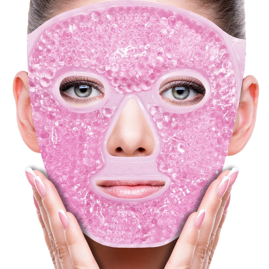ZNÖCUETÖD Face Mask Mask Ice Pack για τη μείωση της ελαφρότητας, τσάντες κάτω από τα μάτια, Puffy Dark Circles, Ημικρανία, Hot/Cold Pack με Soft Plush Backing (Pink # 19)
