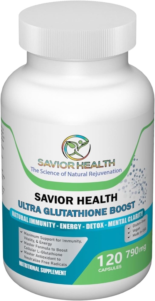 Ultra Glutathione Boost - L Glutathione Ενισχύοντας το συμπλήρωμα με φυτικά εκχυλίσματα φυτών, Ορυκτά, Βιταμίνες, Αντιοξειδωτικά & Αμινοξέα - Χωρίς Γλουτένη - 790mg - 120 κάψουλες λαχανικών
