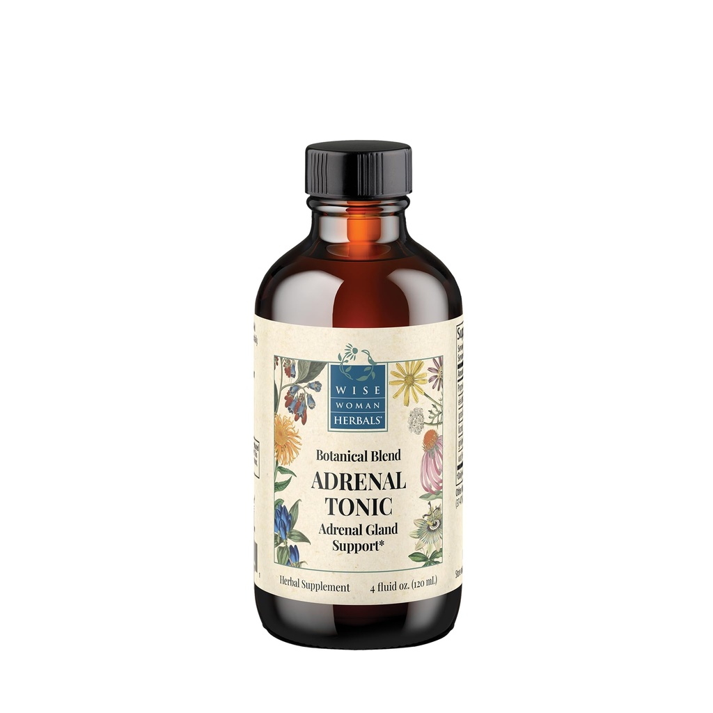 Wise Woman Herbals Adrenal Tonic Liquid Extract, Herbal Adaptogen Blend with Eleuthero, Ashwagandha & Licorice, Υποστηρίζει Υγιεινή λειτουργία, ενέργεια, Stamina, άγχος & εστίαση, μη-GMO, 4 Fl Oz