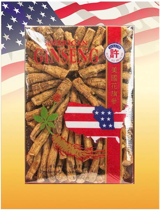 Hsu's SKU 122-4 | Medium Prong | Cultivated Wisconsin American Ginseng Direct from Ginseng Gardens | 许氏花旗参 | 4oz Box, 西洋参