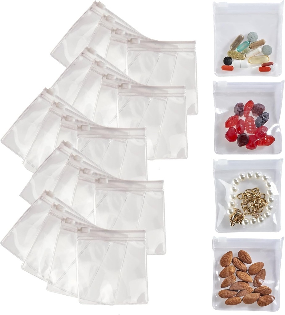 Smooth Trip Pill Τσάντες για Ταξίδι - 24 Reuseable Certified Food Grade Zip Top Pill Pouches για Ιατρική, Βιταμίνες, Σνακ και Αξεσουάρ - Μεγαλύτερο 3,25 x 3,5" Μέγεθος