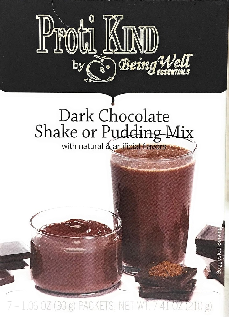 Proti Kind υψηλής πρωτεΐνης διατροφής Shake & Pudding - χαμηλή θερμίδες - χαμηλή ζάχαρη - χαμηλή υδατάνθρακες (7 μερίδες) (σκοτεινή σοκολάτα)