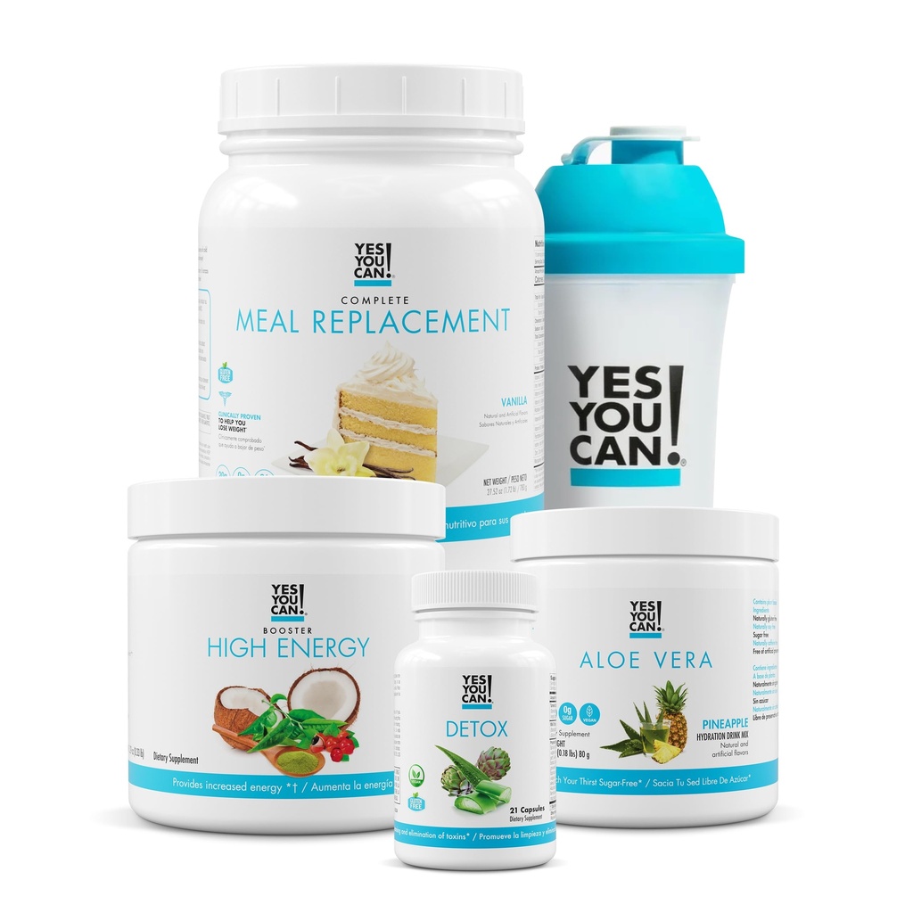 Detox Plus Kit (Βανίλια αντικατάστασης γεύματος, Aloe Vera Pineapple) - Πλήρης σκόνη αντικατάσταση γεύματος, υψηλής ενέργειας Shake Booster, συμπλήρωμα Aloe Vera Detox, Μετασχηματισμός υγείας