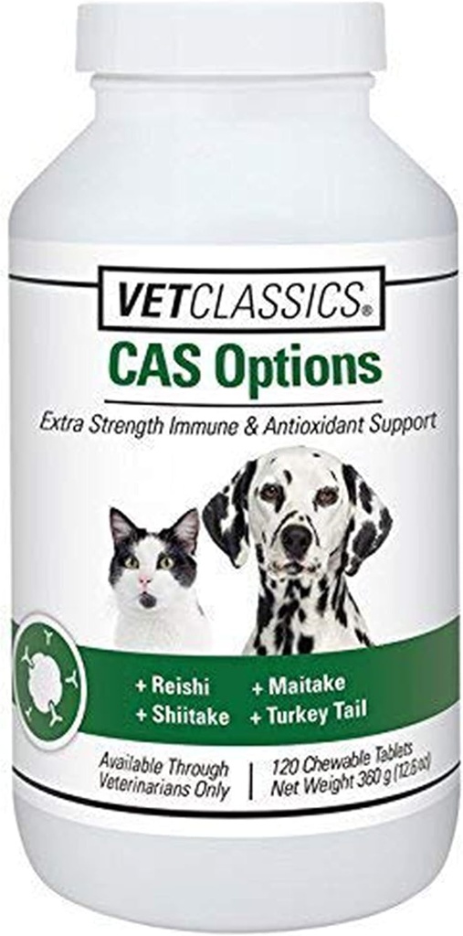 Vet Classics Επιλογές CAS Extra Strength Immune Support for Dogs, Cats – συμπλήρωμα υγείας κατοικίδιων ζώων, Αντιοξειδωτική φροντίδα σκύλων – Extra- Strength Dog Supplement Formula – 120 Μασώμενα δισκία