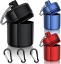 Μικρή θήκη χαπιών, (3 Pack) Keychain Hell Holder με ισχυρούς καραμπίνες Φορητό Αδιάβροχο Travel Pill Container Carrier Mini Metal Pill Box Μπουκάλι με Keyring για την ιατρική βύσμα