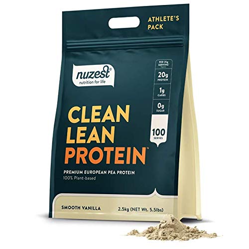 Nuzest - Pea Protein Powder - Καθαρή πρωτεΐνη Lean, Premium Vegan Plant Based Protein Powder, Γαλακτοκομικά, Χωρίς γλουτένη, GMO Free, Protein Shake, Smooth Vanilla, 100 Μερίδες, 5.5 lb