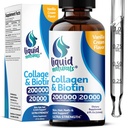 Liquid Collagen and Biotin, 2 Fl. Oz, Ultra-Strength Collagen Peptides for Women, Third-Party Tested Biotin for Hair Growth Women, Nails, and Skin Vitamins B7 Collageno Peptides – Vanilla Flavor