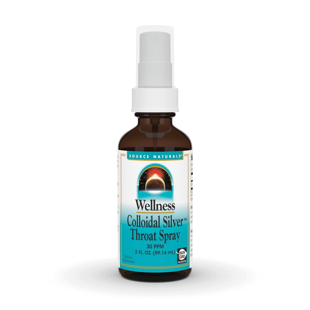 Source Naturals Wellness Colloidal Silver, 2 Fluid oz | 30 PPM | Throat Spray
