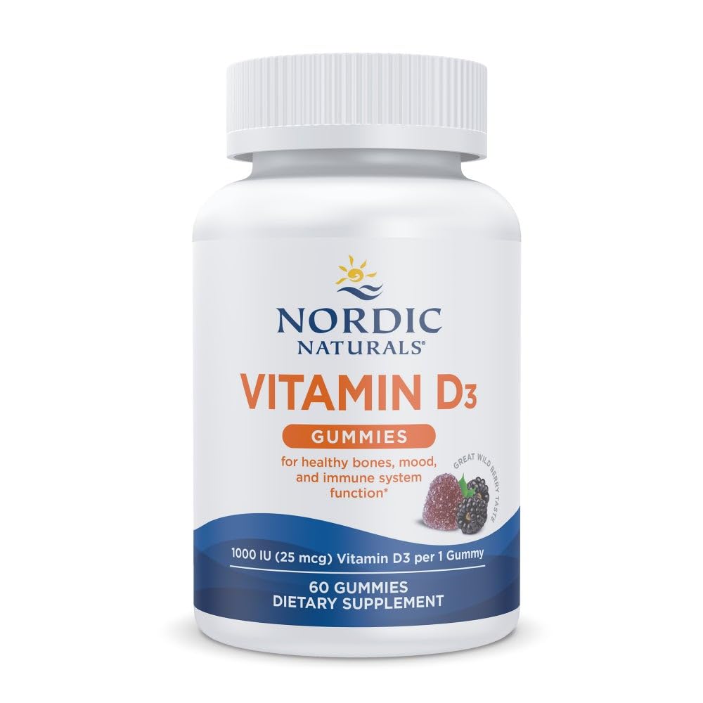 Σκανδιναβικά φυσικά Βιταμίνη D3 Gummies, Wild Berry - 60 Gummies - 1000 IU Βιταμίνη D3 - Μεγάλη γεύση - Υγιή οστά, Mood & ανοσοποιητικό σύστημα Λειτουργία - Μη ΓΤΟ - 60 εξυπηρετήσεις