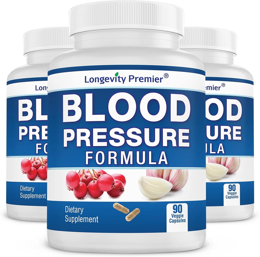 [3-Bottle Value Pack] Longevity Blood Pressure Formula [90 Κάψουλες] -Επιστημονικά σχεδιασμένο - με 10+ τυποποιημένα εκχυλίσματα βοτάνων. Καλύτερο συμπλήρωμα πίεσης αίματος