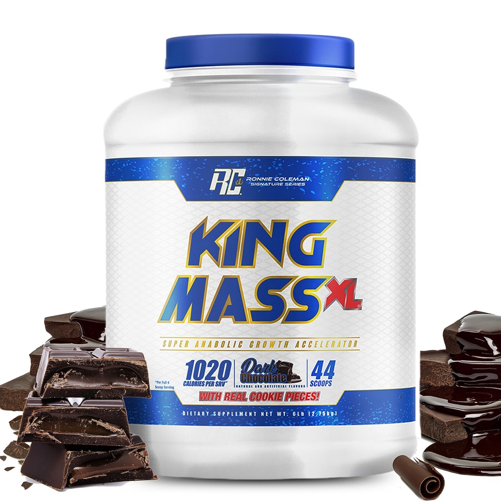 Ronnie Coleman Signature Series King Mass XL Protein Powder, Weight and Muscle Gainer, 60g Protein, 180g Υδατάνθρακες, 1.000+ θερμίδες ανά υπηρεσία, κρεατίνη και γλουταμίνη, σοκολάτα, 6 lb