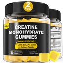 Creatine Monohydrate Gummies for Men & Women - με BCAA, Collagen Peptides, L-Taurine, Vitamin B12, D3, Chewables Creatine Monohydrate 5g Per Serving, Φυσικό άρωμα λεμονιού, Χωρίς ζάχαρη, 2 Pack