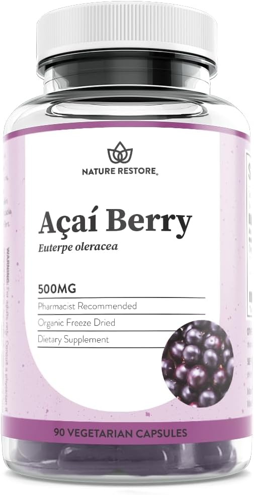 Nature Restore Organic Acai Berry Supplement, Freeze Derain, 90 Acai Berry Capsules, Μη ΓΤΟ, Χωρίς γλουτένη, Vegan