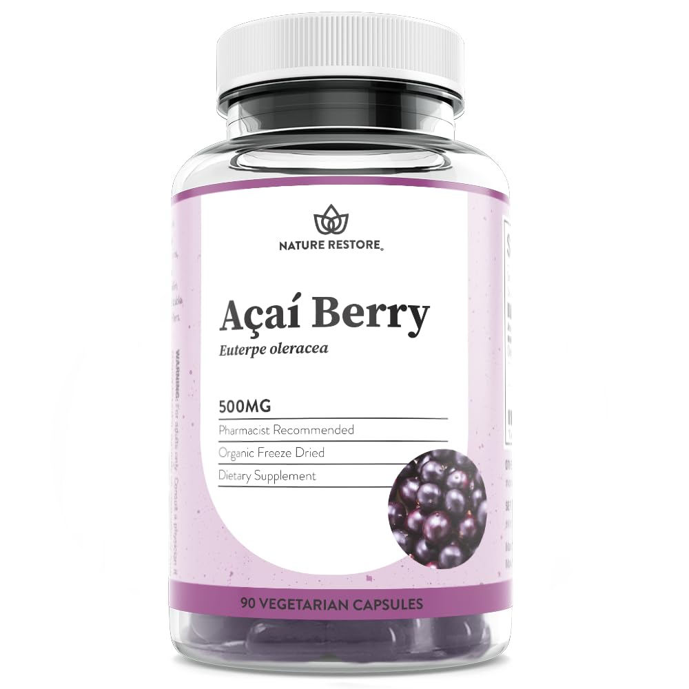 Nature Restore Organic Acai Berry Supplement, Freeze Derain, 90 Acai Berry Capsules, Μη ΓΤΟ, Χωρίς γλουτένη, Vegan