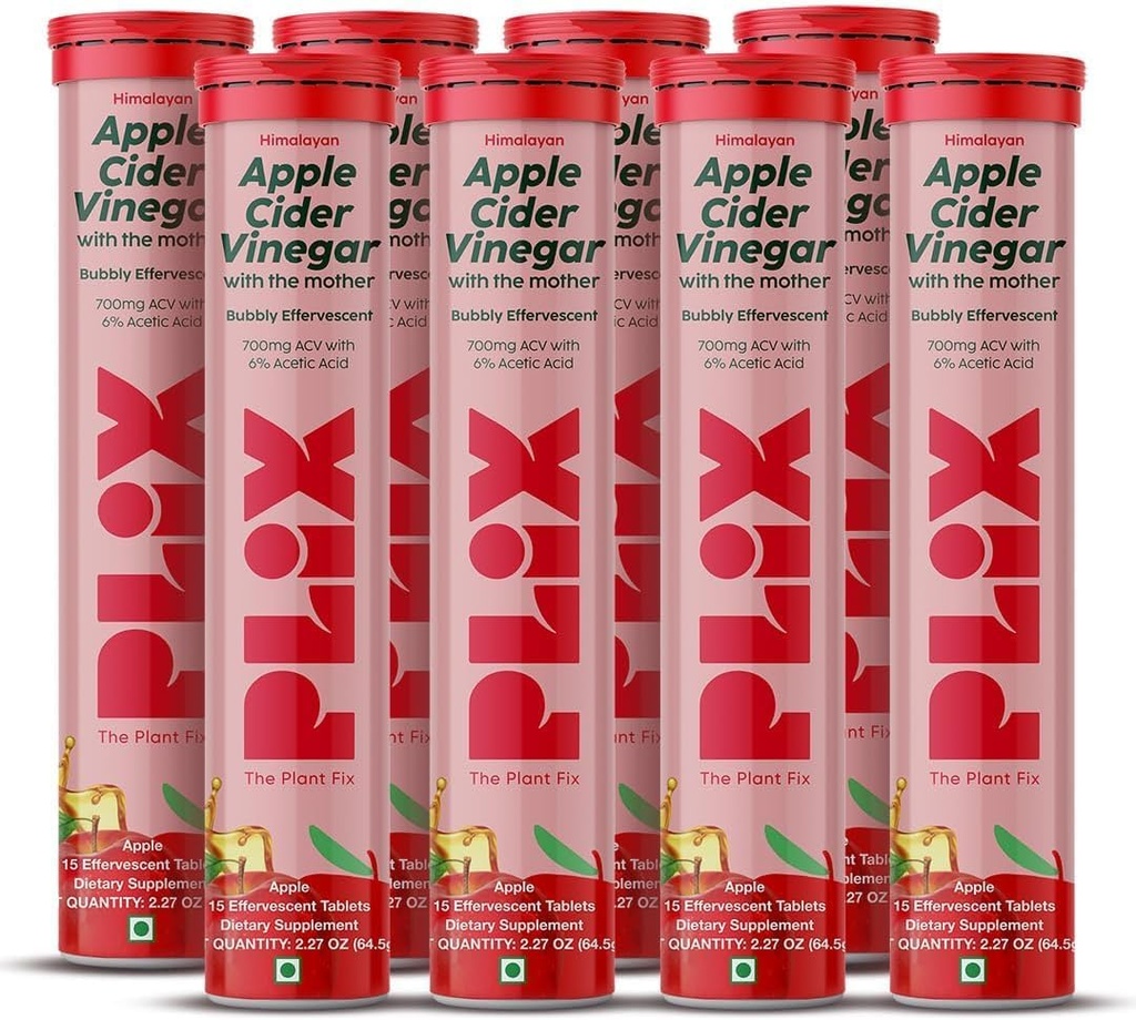 PLIX - Το PLANT FIX μηλίτη μηλίτη αναβράζοντα δισκία με τη μητέρα, 700mg ACV με VIT B12, B6, συσκευασία των 8 