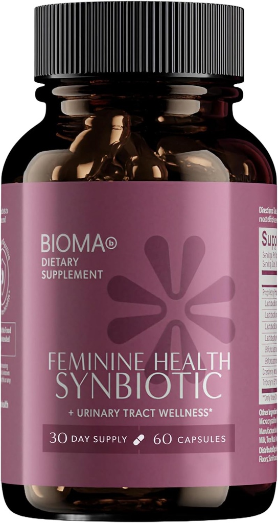 BIOMA Feminine Health Synbiotic - Γυναικείο Συμπλήρωμα Υγείας για Υγιεινό Κολπικό pH, Ουρολοίμωξη & Πεπτικό Υποστήριξη - με Προβιοτικά, Cranberry & Tributyrin - 60 Κάψουλες (30-Ημέρα Προμήθεια)