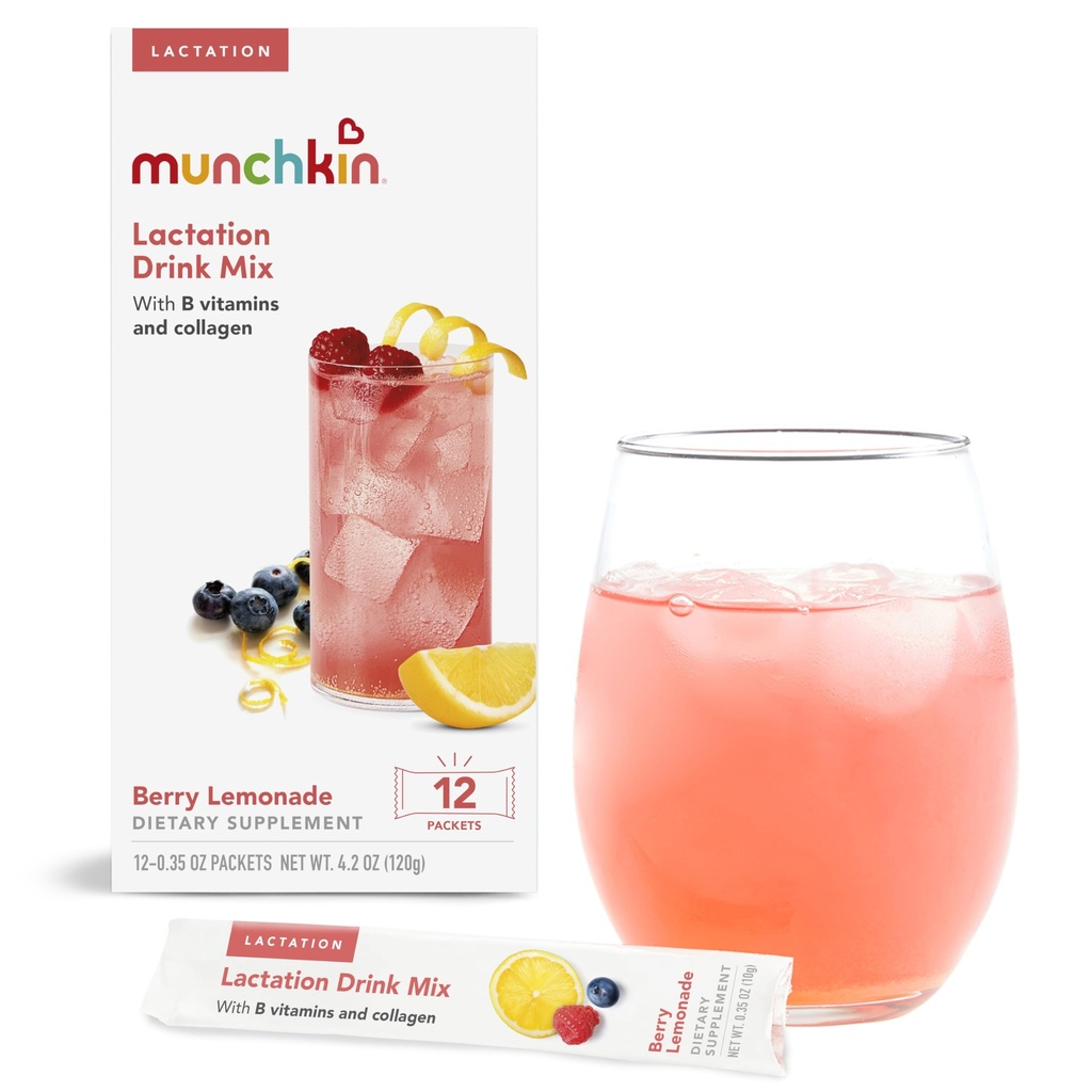 Munchkin® Milkmakers® Γαλουχία συμπλήρωμα με Β Βιταμίνες / Κολαγόνο / Fenugreek & Γάλα Γαϊδουράγκαθο για Θηλασμό Moms, Berry Λεμονάδα, 14 Count