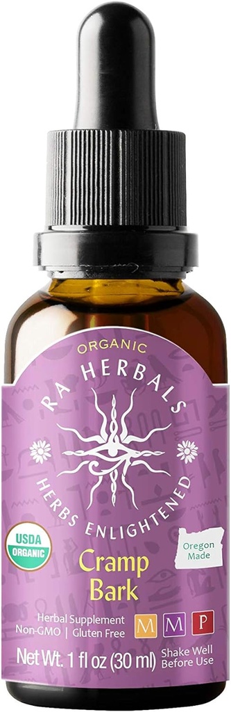 Ra Herbals Organic Cramp Bark Liquid Extract - Reproductive System Support - 1 fl oz