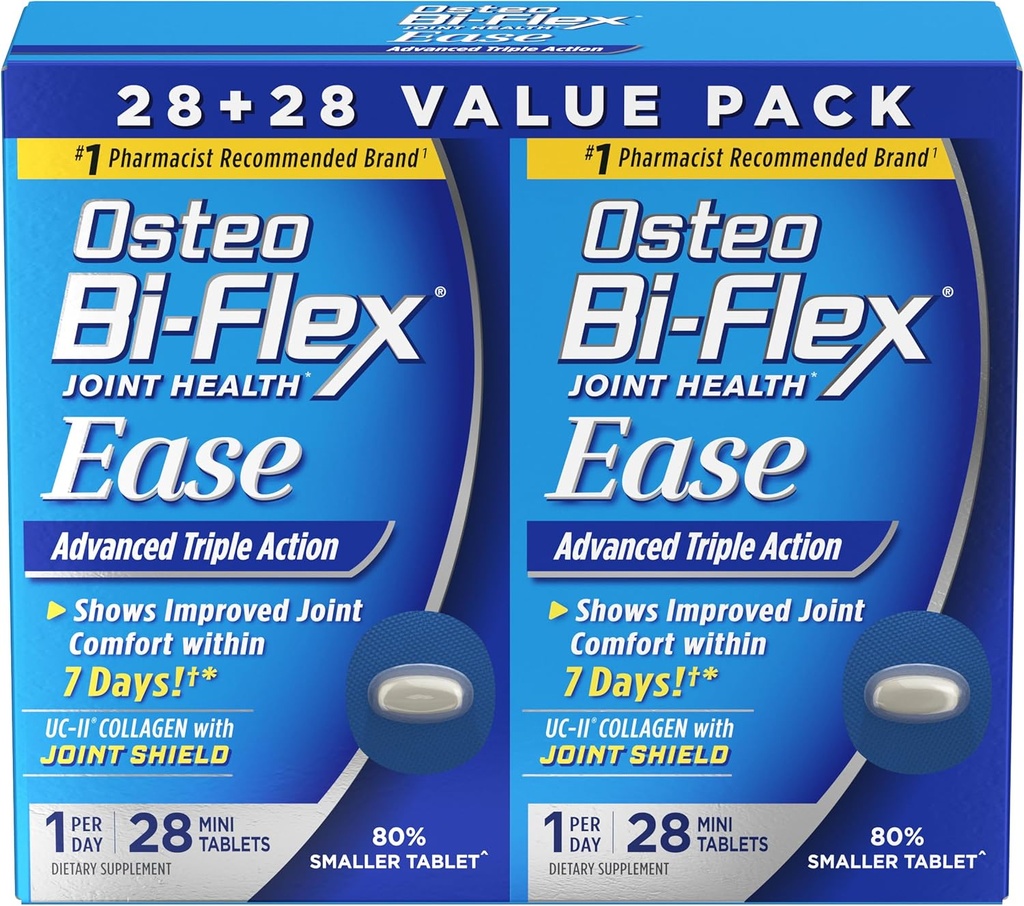 Osteo Bi-Flex Ease Advanced Triple Action with Vitamin D Joint Supplements, Mini-Tablets, 28 Count, Pack of 2