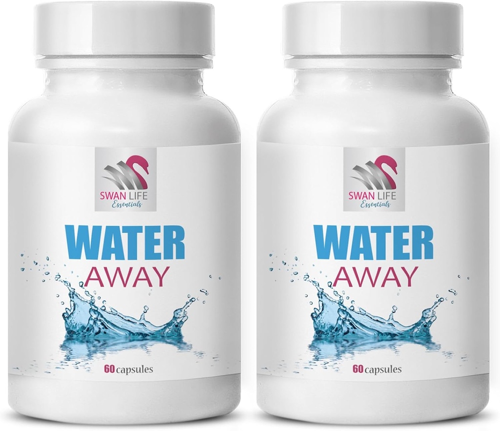Diuretic water support - WATER AWAY - Fluid supplement, Wellness diuretic, Natural fluid support, balance support, Water management supplement, Natural diuretic, Water solution 2Bottle 120Caps