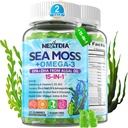 Sea Moss Gummies + Algae Omega-3 για ενήλικες, 15-IN-1 Organic Irish Sea Moss Superfood με/Vitamins C D3 B12, Turmeric, Bladderwrack, Υποστηρίζει την ενέργεια, εγκέφαλο, ανοσοποιητικό, καθημερινή ζωτικότητα, ζάχαρη-ελεύθερο, 120 Cts