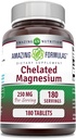 Amazing Formulas Chelated Magnesium Supplement | 250 Mg | 180 Tablets | Non-GMO | Gluten-Free | Made in USA