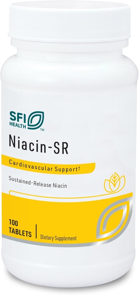 Klaire Labs SFI Health Niacin-SR - 500 Milligrams Παρατεταμένη απελευθέρωση Απαραίτητη βιταμίνη Β3 για να βοηθήσει στην αποφυγή της ροής, ρυθμιζόμενη δόση & Hypoallergenic (100 βαθμολογημένα δισκία)
