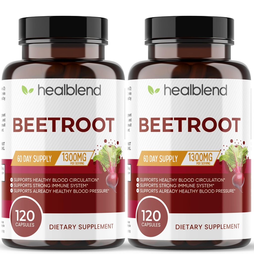 heelblend Organic Nitric Oxide Root Capses 1300mg - Υποστήριξη ανοσοποιητικού συστήματος, Nitric Oxide Booster - 120 Count (2 Pack)