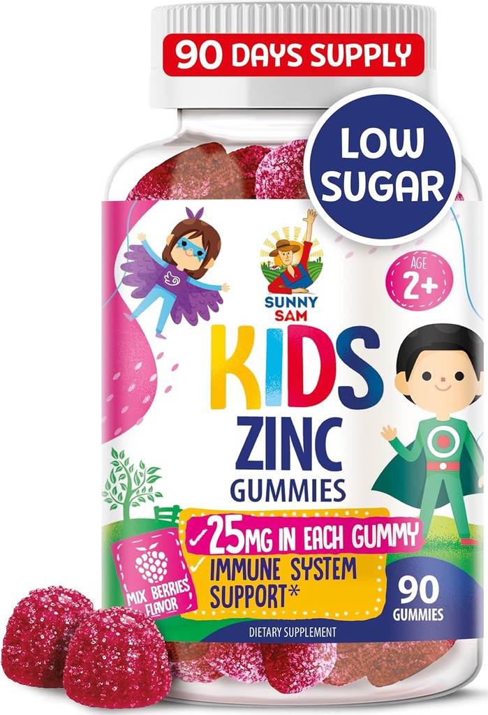 Gummies ψευδάργυρου για τα παιδιά - Chewable Zinc Gummy συμπλήρωμα για τα παιδιά ανοσοποιητική υποστήριξη - χαμηλή ζάχαρη Φυσικό αντιοξειδωτικό μη-ΓΤΟ Βιταμίνη μασώμενα για Toddlers & Έφηβοι - 90 Gummies