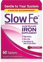Slow Fe 45mg Iron Supplement for Iron Deficiency, Slow Release, High Potency, Easy to Swallow Tablets - 60 Count