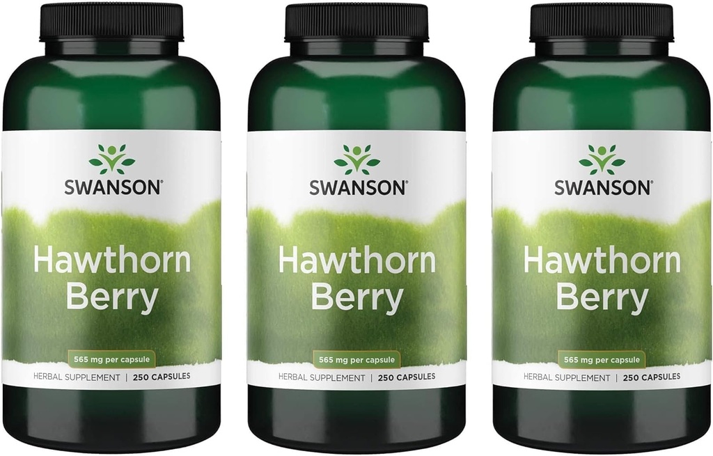 Swanson Hawthorn Berry Supplement - Αντιοξειδωτικά Φλαβονοειδή (250 Καψάκια, 565 mg έκαστο) 3 Συσκευασία