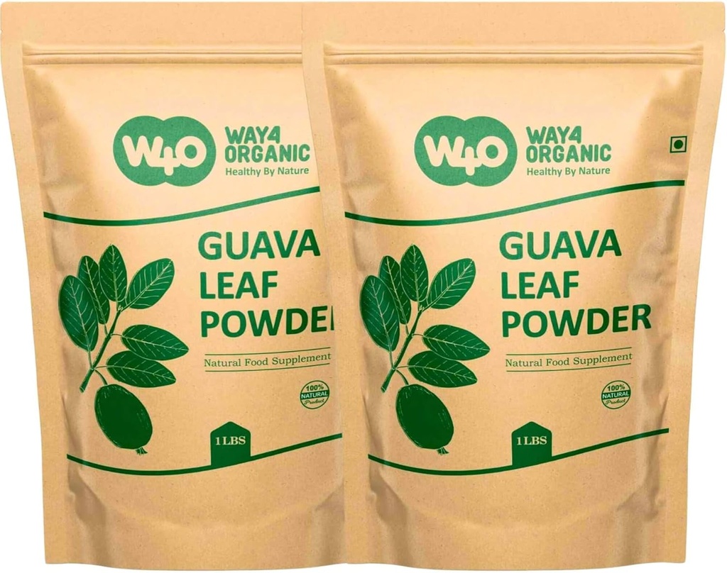 Guava Leaf Powder (100% Natural & Pure), Guava Leaf Tea, Hair Re-Growth, Skin & Nails, Χωρίς συντηρητικά, 100% Pure Guava Φύλλα (Pack of 2)