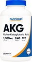 Nutricost AKG Alpha Ketoglutaric Acid Supplement 1. 000 mg, 240 κάψουλες, 120 σέρβις ανά φιάλη - Ισχυρός πρόδρομος για Γλουταμίνη & Αργινίνη, συμπλήρωμα υποστήριξης ενέργειας