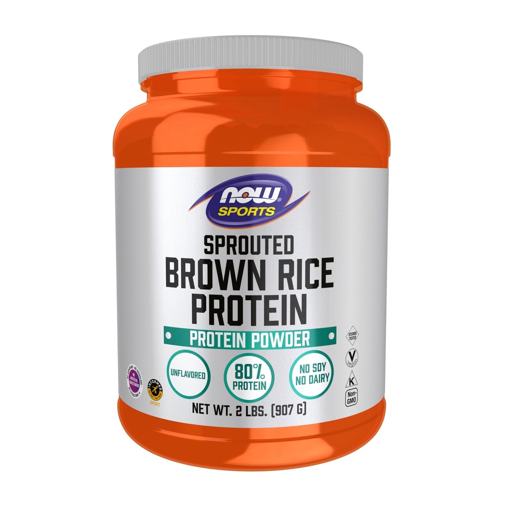 NOW Foods Sports Nutrition, Spruted Brown Rice Protein, 80% Πρωτεΐνες, Άγευστη σκόνη, 2-Pound