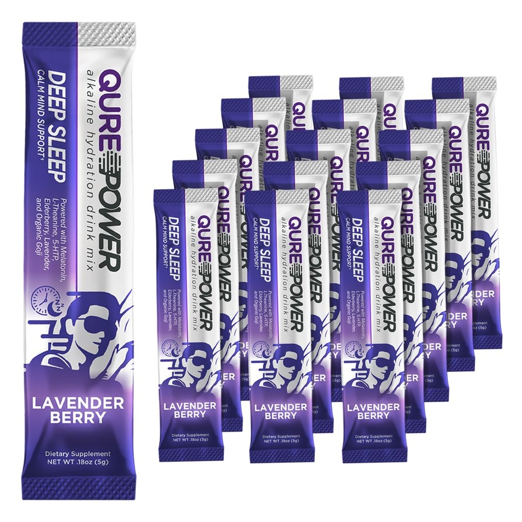 QURE Deep Sleep Aid Drink Mix w/ 5mg Μελατονίνη & L-Θεανίνη για ανακούφιση από το στρες 