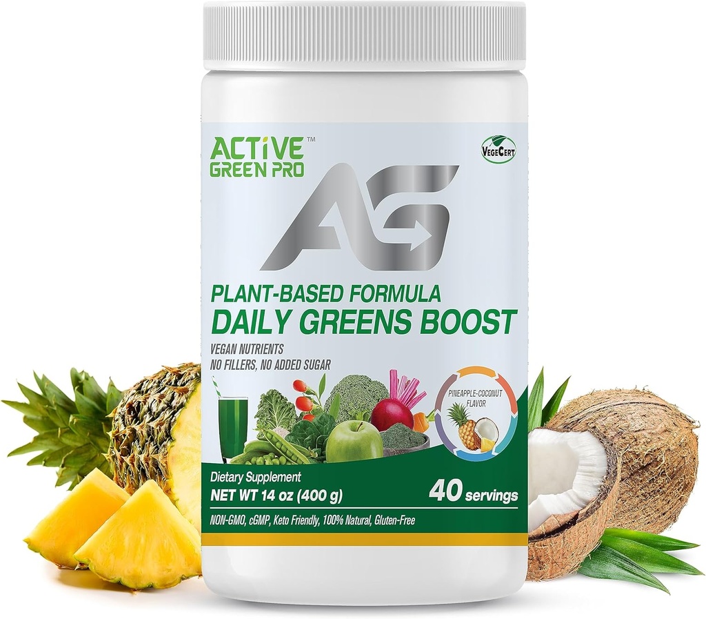 Daily Green Boost - Greens Powder – 14 Different Green Superfoods in Each Serving - Γεμάτο Απαραίτητα Αντιοξειδωτικά, Ίνες, Βιταμίνες και Ορυκτά – Everyday Health and Detox