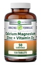 Amazing Formulas Calcium Magnesium Zinc + D3 Supplement | 150 Tablets | Non-GMO | Gluten-Free | Made in USA