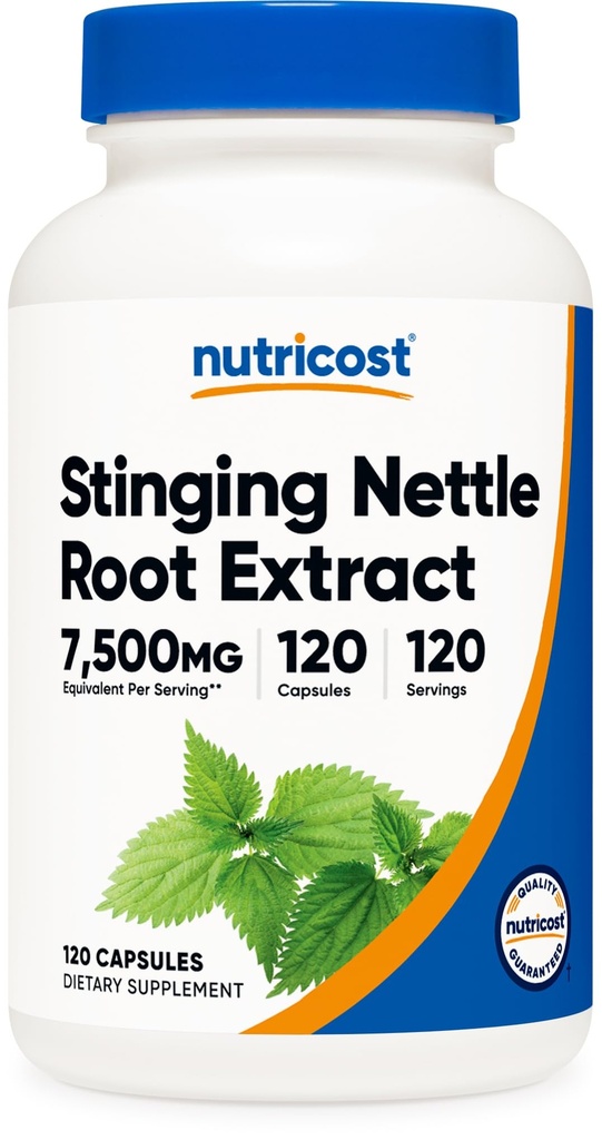 Nutri cost Sting Nattle Root Extract 7500mg Ισοδύναμο, 120 κάψουλες - Χορτοφαγικά Φιλικά, μη ΓΤΟ, Χωρίς γλουτένη