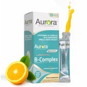 Aurora Nutrascience Mega-Liposomal B-Complex + Βιταμίνη C, Υποστηρίζει την ενέργεια, ανοσοποιητικό & νευρικό σύστημα Υγεία, Χωρίς γλουτένη, Μη ΓΤΟ, Χωρίς ζάχαρη, Πορτοκαλί Γεύση, 10 ενιαία πακέτα σερβιρίσματος