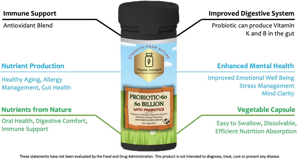 Probiotics 60 Κάψουλες: Νουρίς Το έντερο σας για Βέλτιστη Digestive Υγεία με Ιδιοκτητική Μείγμα 60 Δισεκατομμύρια CFU (60 κόμης)