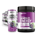 Optimum Nutrition Amino Energy Powder: Concord Grape (65 Σερβιέτες) με Essential Amino Energy Plus Ηλεκτρόλιθες Αφρώδη Ποτό: Σταφύλι (12 κουτάκια) - Πακέτο