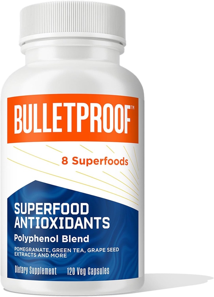 Αλεξίσφαιρα Αντιοξειδωτικά Superfood Κάψουλες, 120 κάψουλες, συμπλήρωμα για την καταπολέμηση της ελεύθερης ακτινοθεραπείας και την υποστήριξη υγιή γήρανση, πολυφαινόλη Blend, συσκευασία μπορεί να Vary